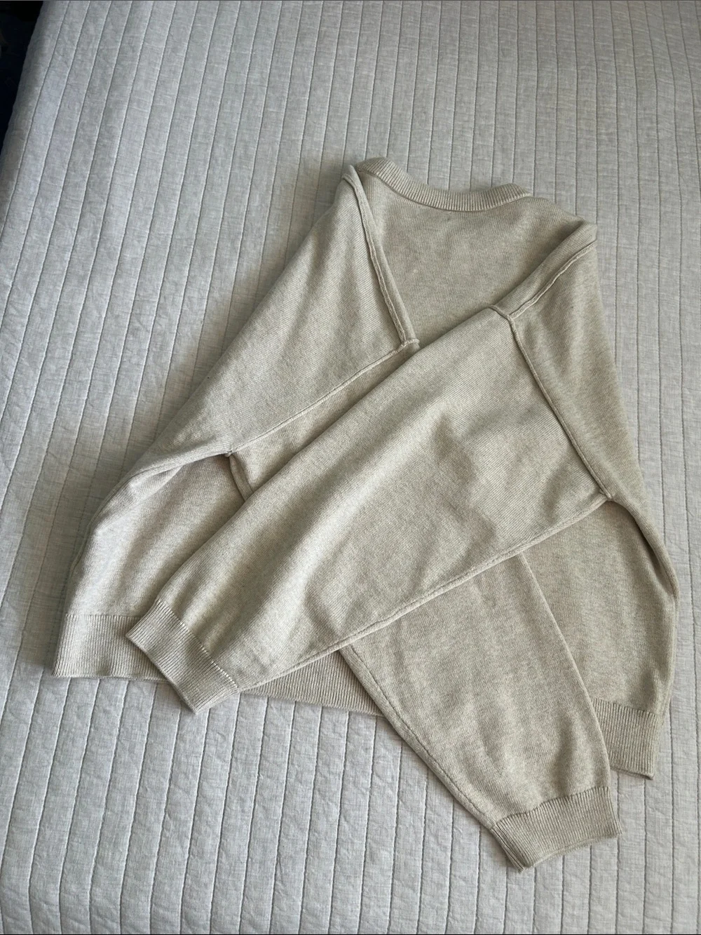 J. Crew Drop-shoulder oatmeal classic crew cotton boxy pullover sweater XL